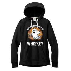 My Favorite Spirit Is Whiskey Funny Halloween Ghost Drinking Women's Fleece Hoodie