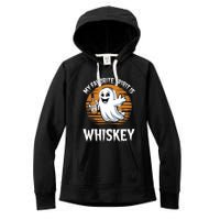 My Favorite Spirit Is Whiskey Funny Halloween Ghost Drinking Women's Fleece Hoodie