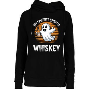 My Favorite Spirit Is Whiskey Funny Halloween Ghost Drinking Womens Funnel Neck Pullover Hood