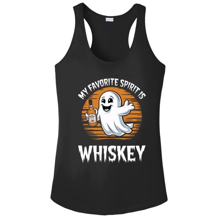 My Favorite Spirit Is Whiskey Funny Halloween Ghost Drinking Ladies PosiCharge Competitor Racerback Tank