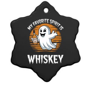 My Favorite Spirit Is Whiskey Funny Halloween Ghost Drinking Ceramic Star Ornament