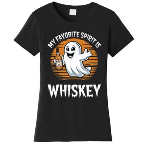 My Favorite Spirit Is Whiskey Funny Halloween Ghost Drinking Women's T-Shirt