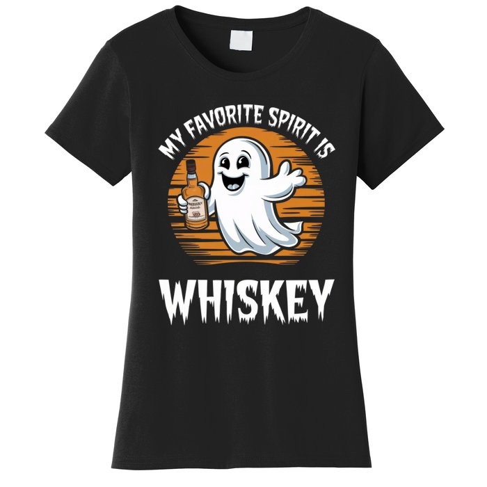 My Favorite Spirit Is Whiskey Funny Halloween Ghost Drinking Women's T-Shirt