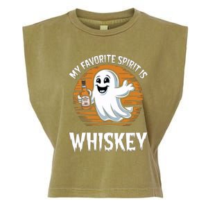 My Favorite Spirit Is Whiskey Funny Halloween Ghost Drinking Garment-Dyed Women's Muscle Tee