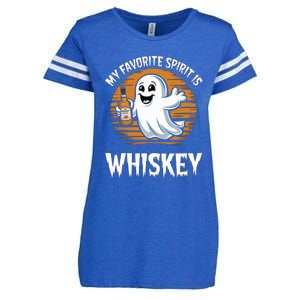 My Favorite Spirit Is Whiskey Funny Halloween Ghost Drinking Enza Ladies Jersey Football T-Shirt