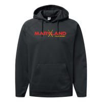 Marylander Fan State Of Maryland Field Hockey Sticks Graphic Performance Fleece Hoodie