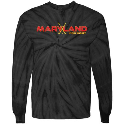 Marylander Fan State Of Maryland Field Hockey Sticks Graphic Tie-Dye Long Sleeve Shirt