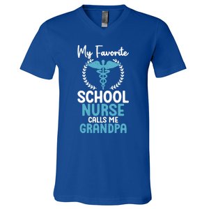 My Favorite School Nurse Calls Me Grandpa School Nurse Gift V-Neck T-Shirt