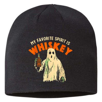 My Favorite Spirit Is Whiskey Funny Drinking Halloween Sustainable Beanie