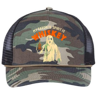 My Favorite Spirit Is Whiskey Funny Drinking Halloween Retro Rope Trucker Hat Cap