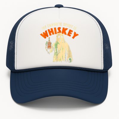 My Favorite Spirit Is Whiskey Funny Drinking Halloween Trucker Hat