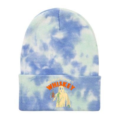 My Favorite Spirit Is Whiskey Funny Drinking Halloween Tie Dye 12in Knit Beanie