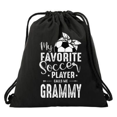 My Favorite Soccer Player Calls Me Grammy Drawstring Bag