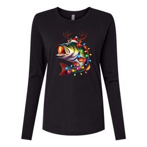 Merry Fishmas Santa Fishing Lovers Funny Fisherman Christmas Womens Cotton Relaxed Long Sleeve T-Shirt