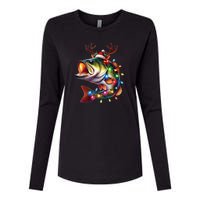 Merry Fishmas Santa Fishing Lovers Funny Fisherman Christmas Womens Cotton Relaxed Long Sleeve T-Shirt