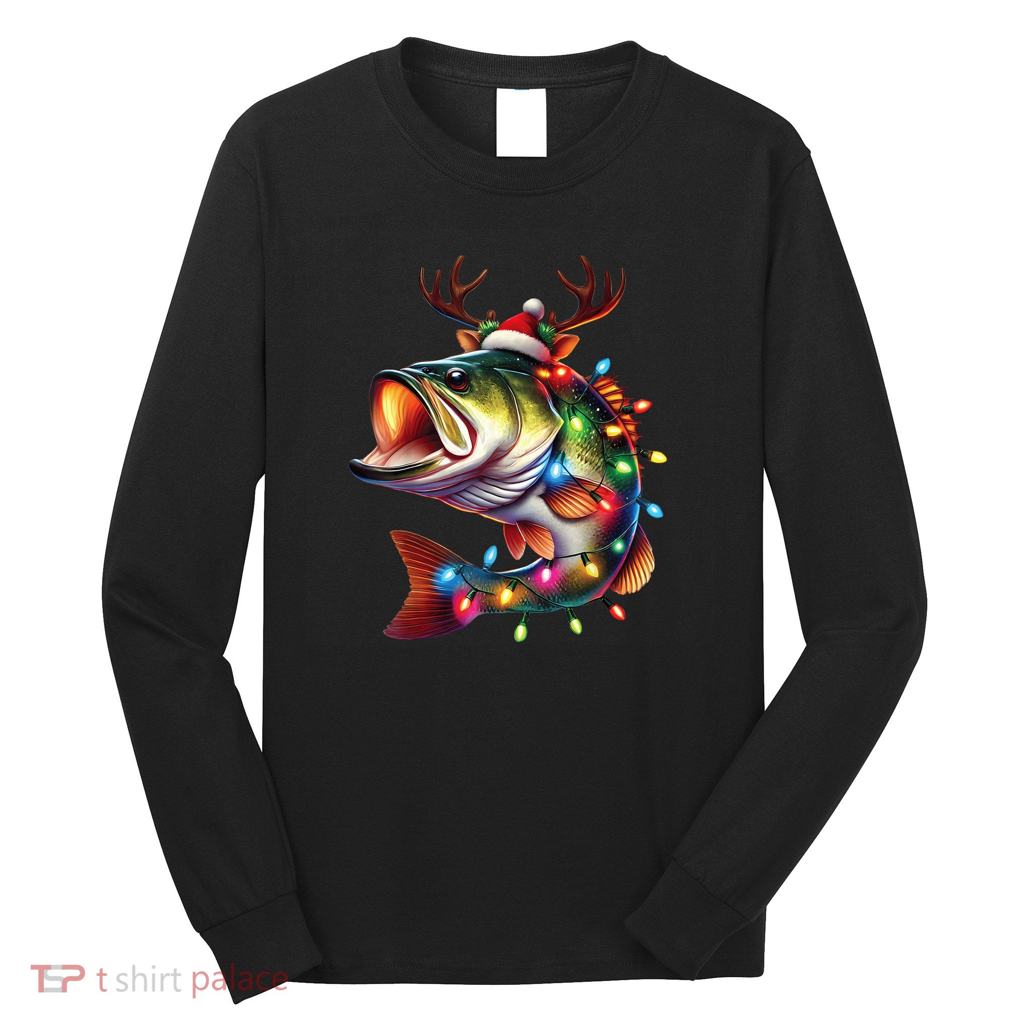 Merry Fishmas Santa Fishing Lovers Funny Fisherman Christmas Long Sleeve Shirt