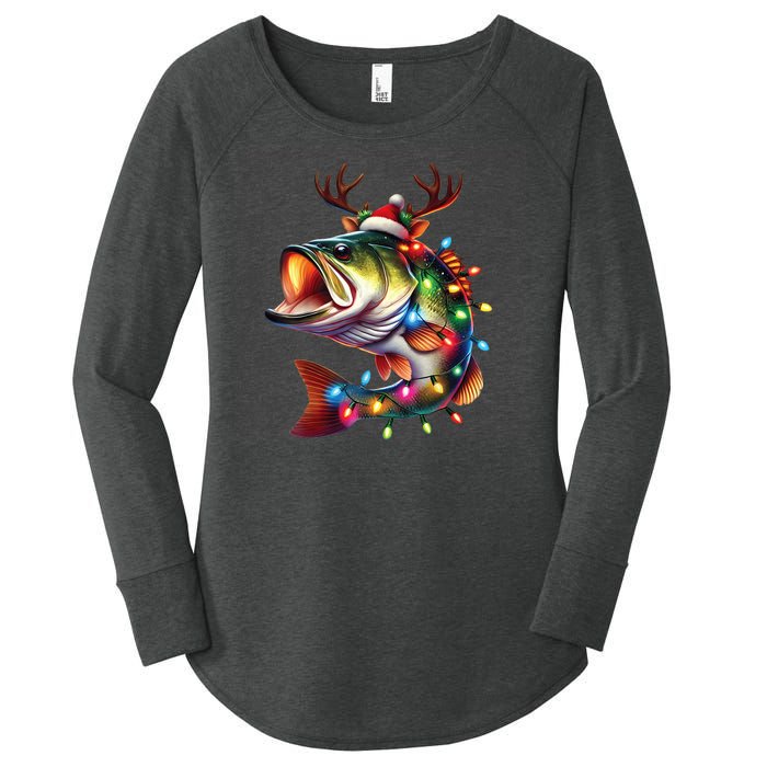 Merry Fishmas Santa Fishing Lovers Funny Fisherman Christmas Women's Perfect Tri Tunic Long Sleeve Shirt