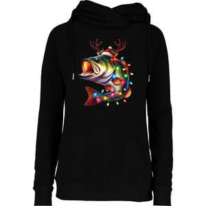 Merry Fishmas Santa Fishing Lovers Funny Fisherman Christmas Womens Funnel Neck Pullover Hood