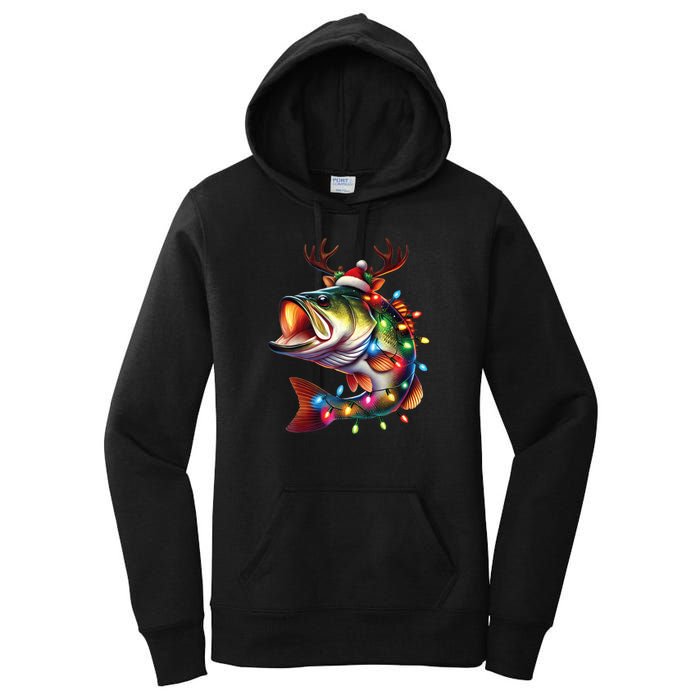 Merry Fishmas Santa Fishing Lovers Funny Fisherman Christmas Women's Pullover Hoodie