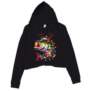 Merry Fishmas Santa Fishing Lovers Funny Fisherman Christmas Crop Fleece Hoodie