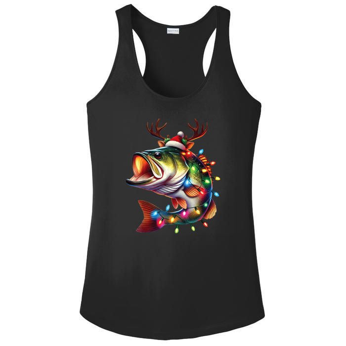 Merry Fishmas Santa Fishing Lovers Funny Fisherman Christmas Ladies PosiCharge Competitor Racerback Tank