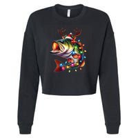 Merry Fishmas Santa Fishing Lovers Funny Fisherman Christmas Cropped Pullover Crew