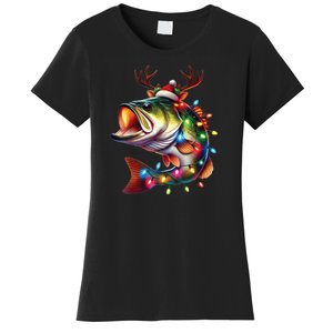 Merry Fishmas Santa Fishing Lovers Funny Fisherman Christmas Women's T-Shirt