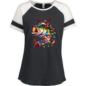 Merry Fishmas Santa Fishing Lovers Funny Fisherman Christmas Enza Ladies Jersey Colorblock Tee