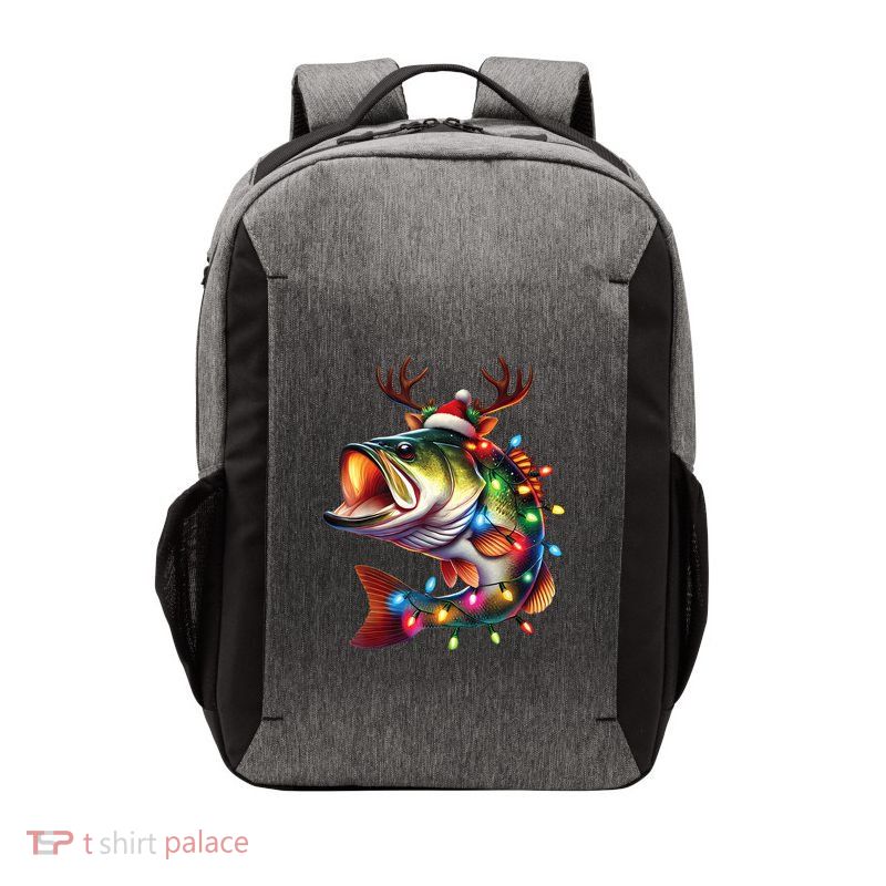 Merry Fishmas Santa Fishing Lovers Funny Fisherman Christmas Vector Backpack