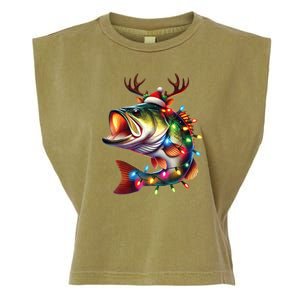 Merry Fishmas Santa Fishing Lovers Funny Fisherman Christmas Garment-Dyed Women's Muscle Tee