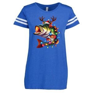 Merry Fishmas Santa Fishing Lovers Funny Fisherman Christmas Enza Ladies Jersey Football T-Shirt