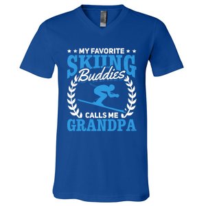 My Favorite Skiing Buddies Calls Me Grandpa Skier Grandpa Gift V-Neck T-Shirt