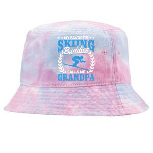 My Favorite Skiing Buddies Calls Me Grandpa Skier Grandpa Gift Tie-Dyed Bucket Hat