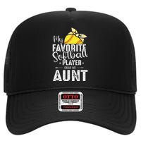 My Favorite Softball Player Calls Me Aunt High Crown Mesh Back Trucker Hat