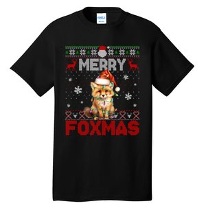 Merry Foxmas Santa Fox Lights Fox Lovers Cute Gift Ugly Xmas Tall T-Shirt