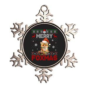 Merry Foxmas Santa Fox Lights Fox Lovers Cute Gift Ugly Xmas Metallic Star Ornament