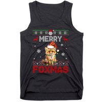 Merry Foxmas Santa Fox Lights Fox Lovers Cute Gift Ugly Xmas Tank Top