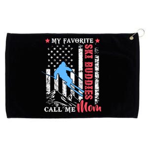 My Favorite Ski Buddies Call Me Mom Skiing Lover Usa Flag Cool Gift Grommeted Golf Towel