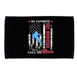 My Favorite Ski Buddies Call Me Mom Skiing Lover Usa Flag Cool Gift Microfiber Hand Towel