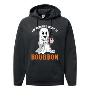 My Favorite Spirit Is Bourbon Funny Halloween Ghost Performance Fleece Hoodie