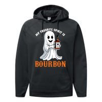 My Favorite Spirit Is Bourbon Funny Halloween Ghost Performance Fleece Hoodie