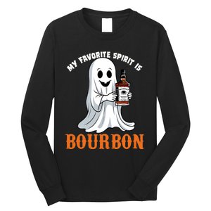 My Favorite Spirit Is Bourbon Funny Halloween Ghost Long Sleeve Shirt