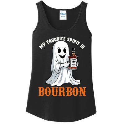 My Favorite Spirit Is Bourbon Funny Halloween Ghost Ladies Essential Tank