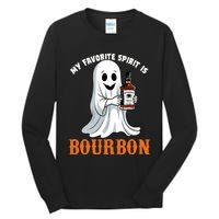 My Favorite Spirit Is Bourbon Funny Halloween Ghost Tall Long Sleeve T-Shirt