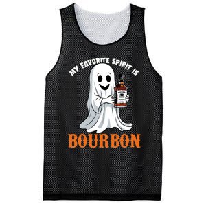 My Favorite Spirit Is Bourbon Funny Halloween Ghost Mesh Reversible Basketball Jersey Tank