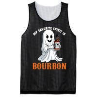 My Favorite Spirit Is Bourbon Funny Halloween Ghost Mesh Reversible Basketball Jersey Tank