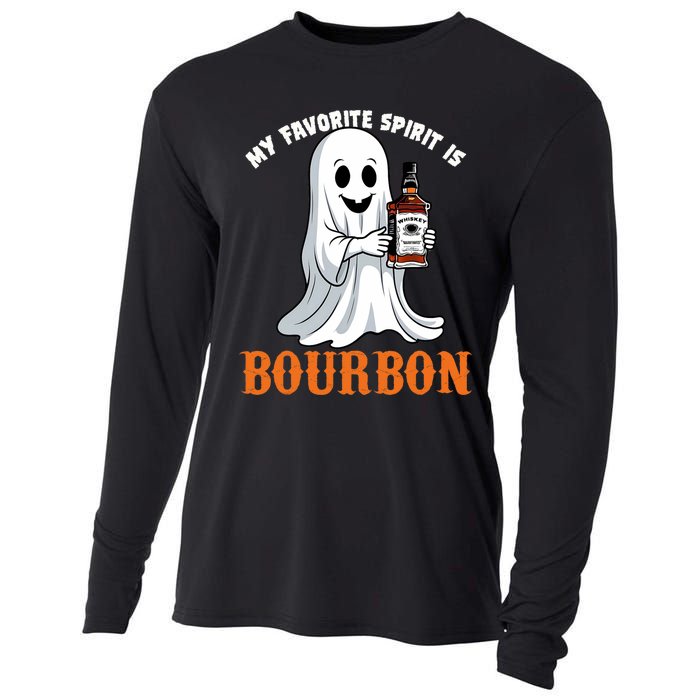 My Favorite Spirit Is Bourbon Funny Halloween Ghost Cooling Performance Long Sleeve Crew