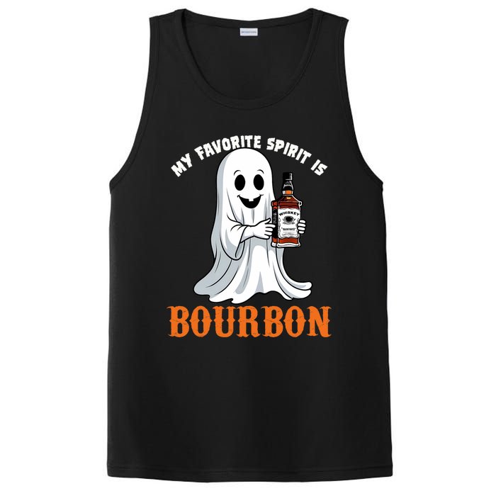 My Favorite Spirit Is Bourbon Funny Halloween Ghost PosiCharge Competitor Tank