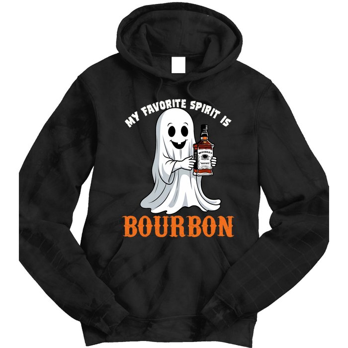 My Favorite Spirit Is Bourbon Funny Halloween Ghost Tie Dye Hoodie