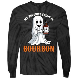 My Favorite Spirit Is Bourbon Funny Halloween Ghost Tie-Dye Long Sleeve Shirt